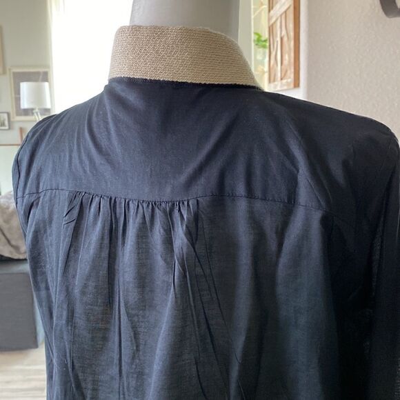 J. Crew Soutache Trim Black V Neck Long Sleeve Tunic Cotton Small - Picture 4 of 8